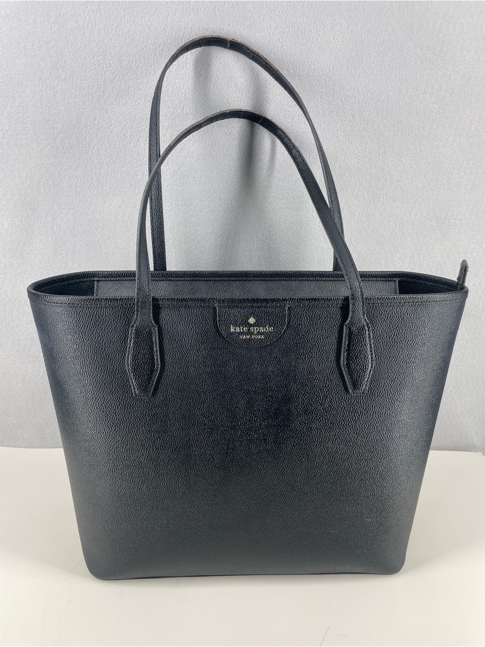 Kate Spade New York Black Tote Zip Top Gold Hardware Double Handles Pockets